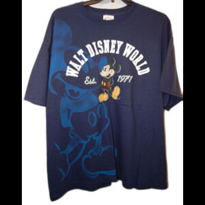 Men's 2XL Hanes Pre-Owned WDW Mickey Mouse Navy BLUE Authentic Parks Tee Shirt